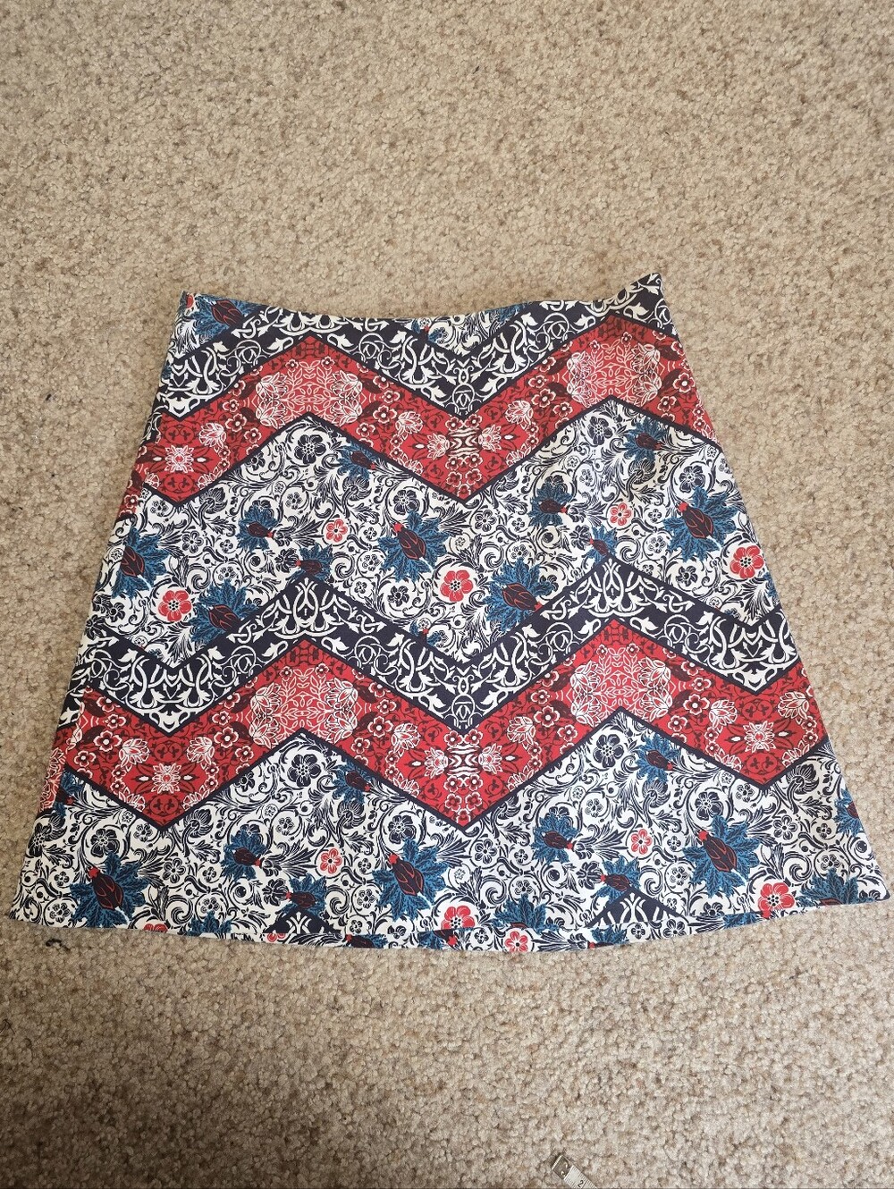 Express Mini Skirt - Red/Blue/White Pattern, size 2